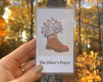Hiker's Prayer Card: Hand-Painted Hiking Boot Art, Christian Gift