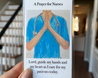 Nurses Prayer Card, prayer for nurses, nursing student, RN gift, CNA gift, LPN gift, nurse gifts, faith card medical, nurse Christian gift