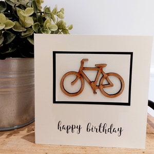 Handmade bike card. Cyclist card. Handmade push bike card.