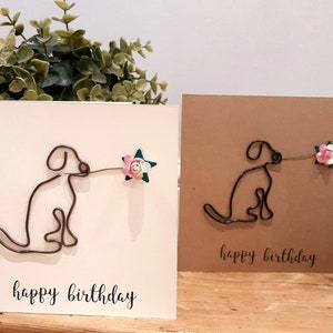 Tarjeta de cumpleaños para perro. Tarjeta de perro con flores. Hecha a mano. Tarjeta de perro labrador.