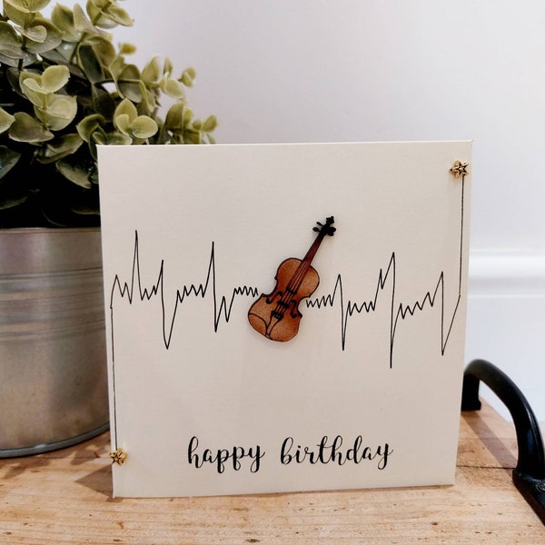 Violin birthday card. Handmade