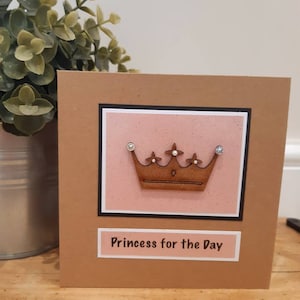 Prinzessin Geburtstagskarte. Prinzessin für den Tag. Handgefertigt. Braille Karte. Geschenkideen in Blindenschrift