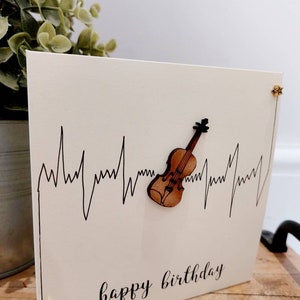 Violin birthday card. Handmade image 4