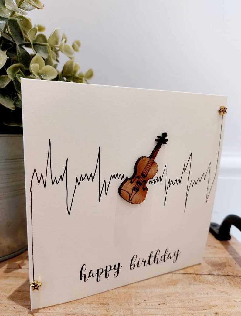 Violin birthday card. Handmade image 4