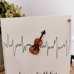 Violin birthday card. Handmade image 6