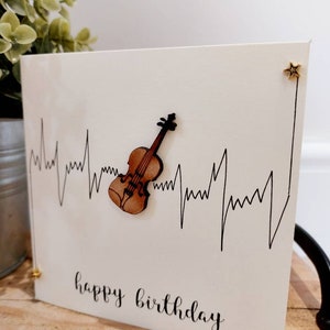 Violin birthday card. Handmade image 5