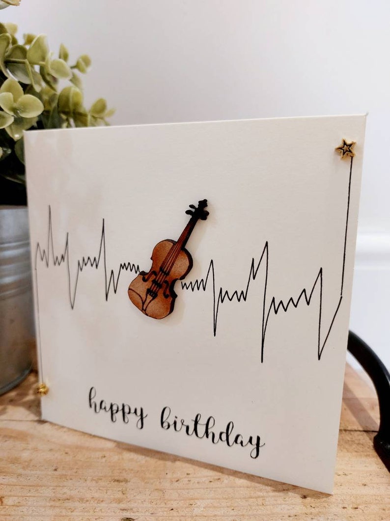 Violin birthday card. Handmade image 5