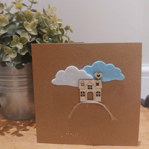Cartão Braille Nova Casa. Idéias para presentes em Braille. Novo cartão residencial para deficientes visuais. Cartão mais chaveiro