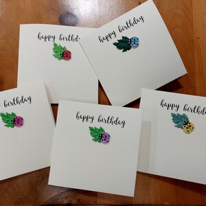 Confezione da 5 biglietti d'auguri. Carta coccinella. Fatto a mano. Biglietto di compleanno natura