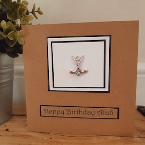 Carte d'anniversaire de golf faite main. Carte de golf Captains Day.Personnalisée