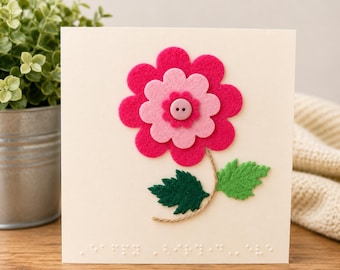 Braille Flower Birthday Card, Scented, Personalized