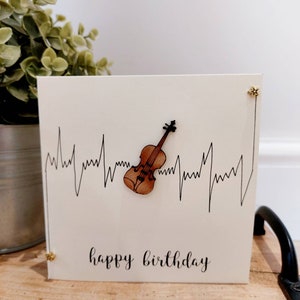 Violin birthday card. Handmade image 2