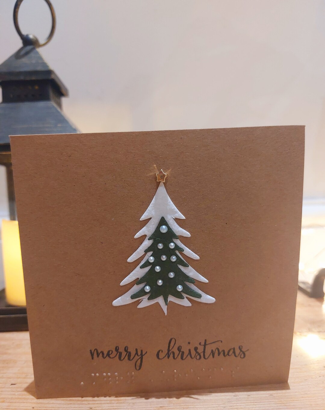Braille Christmas Tree Card. Personalised and Handmade Etsy UK