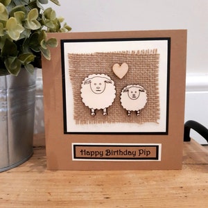 Schaf-Happy Birthday Karte. Niedliche Bauernhof Karte. Personalisiert und handgemacht
