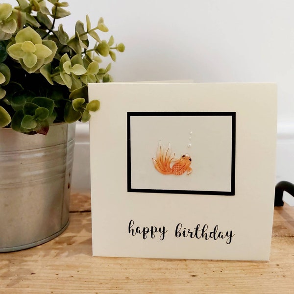 Goldfish birthday card. Handmade fish birthday card. Fish card. Carp fish card. Beautiful fish keyring
