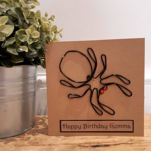 Carte d'anniversaire araignée faite main. Carte d'insectes.  Carte nature. Carte en braille. Carte pour les malvoyants