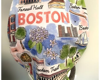 Boston City Pride or Massachusetts State Pride Surgical Scrub Cap or Chef Hat. 100% cotton. Matching mask in 3D, Fitted or Pleats available.