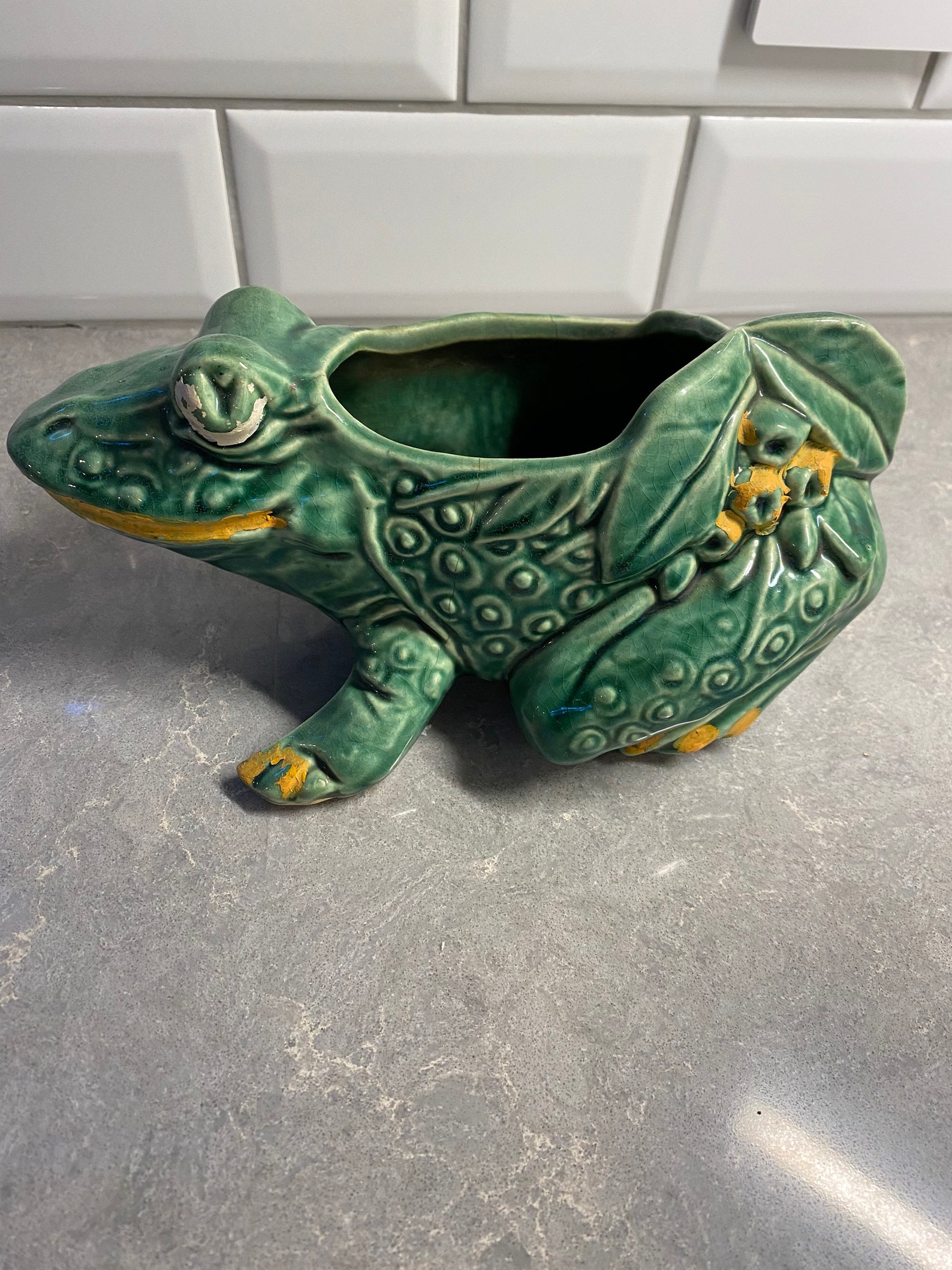 Green McCoy frog planter | Etsy