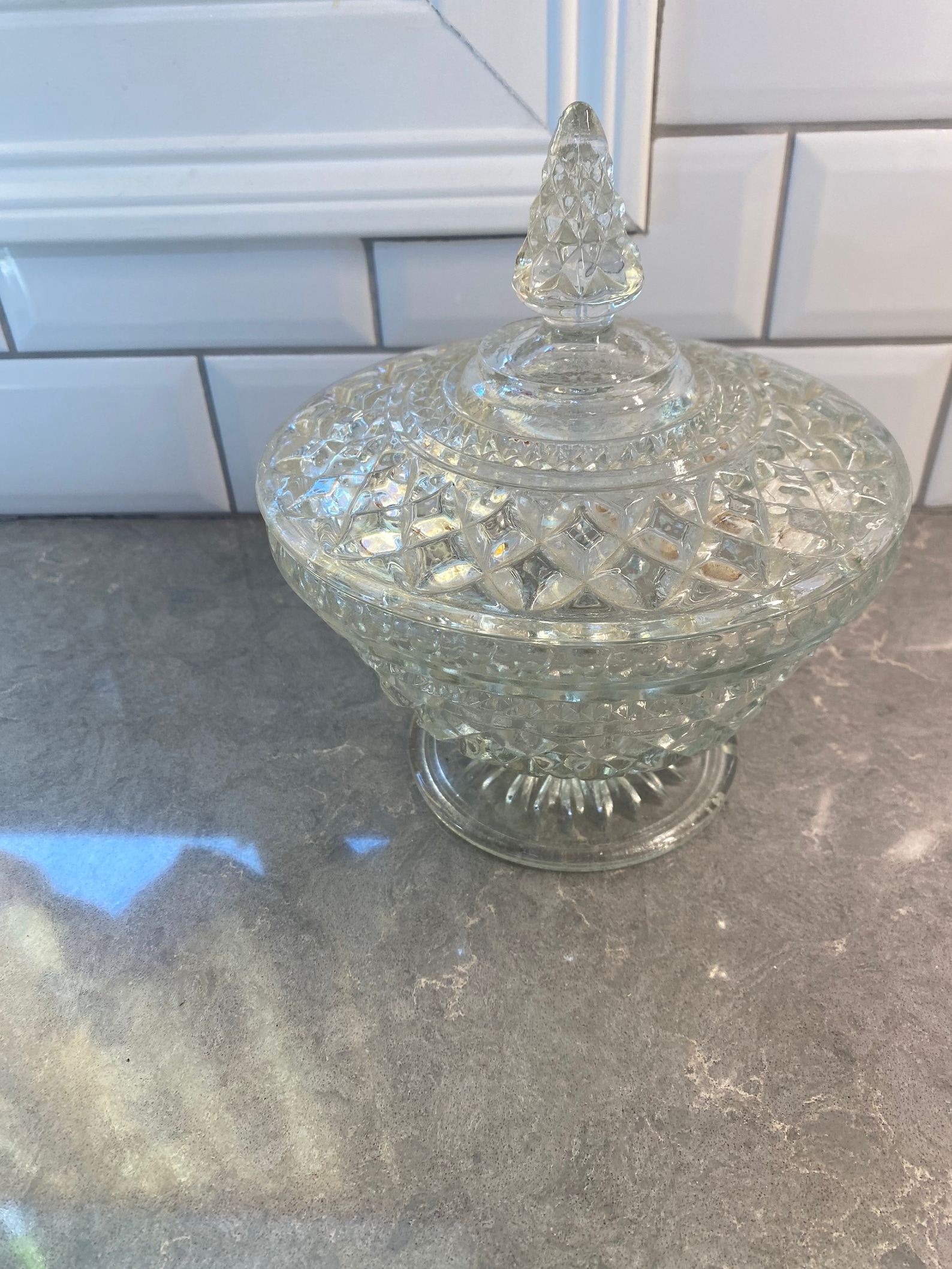 Vintage 1940s cut glass candy dish Etsy