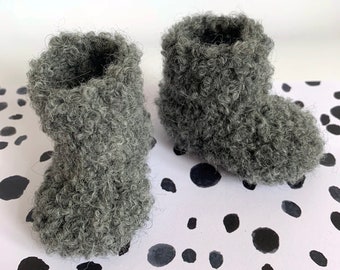 Crochet Baby Bootie - Alpaca Bootie - Boucle Bootie - Handmade Baby Boots - Crochet Baby Socks - Baby Socks - Alpaca Baby Sock - Unisex Baby