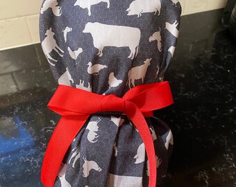Farm Animal Scrub Cap-Scrub Hat-Chicken Scrub Hat-Women's Scrub Hat-Cow Scrub Cap-Animal Surgical Cap-Nursing Cap-Barnyard Scrub Cap-Vet Cap