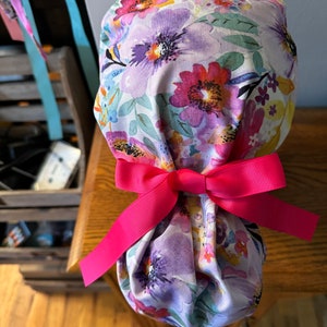 Summer Blooms Scrub Cap- Lilly Inspired Scrub Cap-Or Scrub Cap- Lilly Scrub Cap-Lilly Summer Blooms Scrub Cap- ER Scrub Cap-Floral Scrub Cap