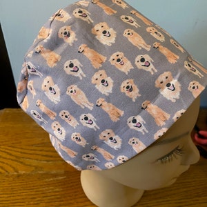 Golden Retriever  Tieback Scrub Cap- Tieback Scrub Cap-Dog OR Scrub Cap -Unisex Scrub Cap- Surgical Scrub Cap- Golden Retiever OR Cap-