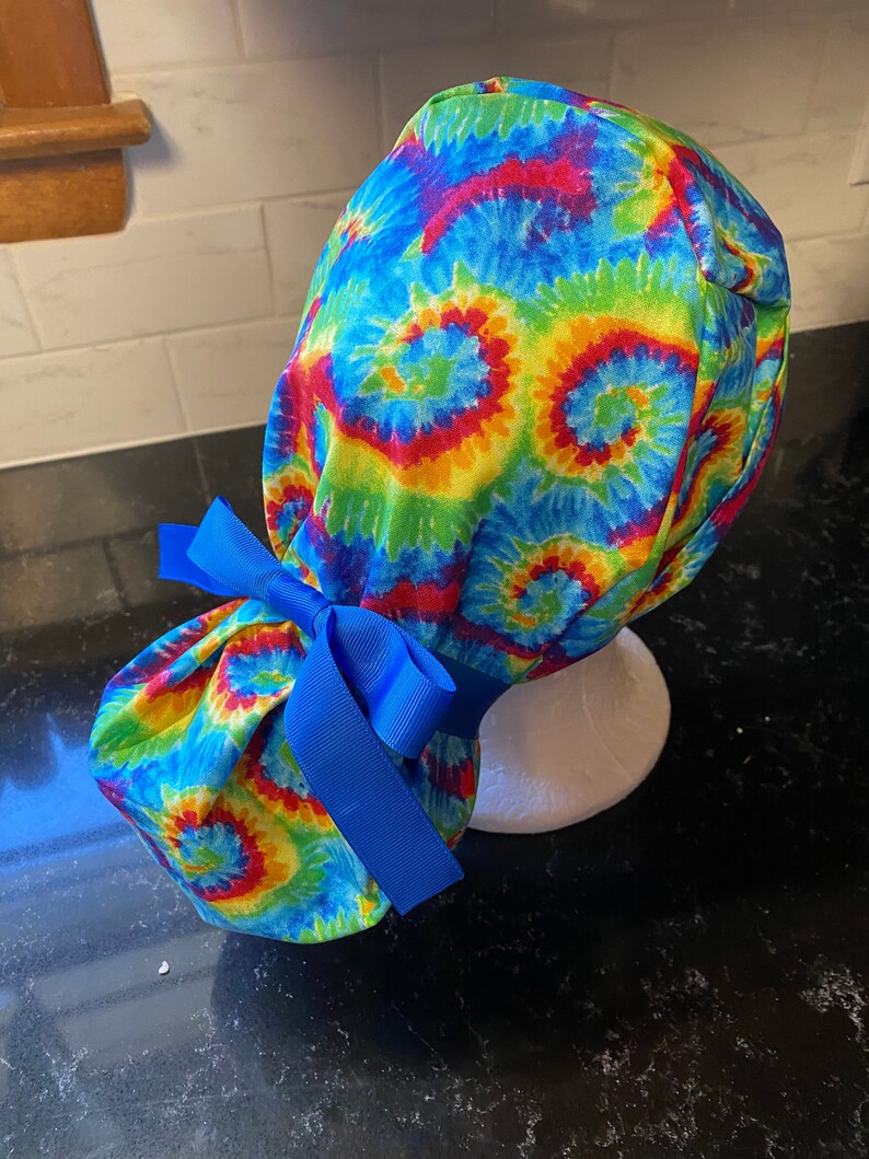 Tie Dye Scrub Cap Tie Dye Scrub Hatponytail Scrub Hat scrub Etsy
