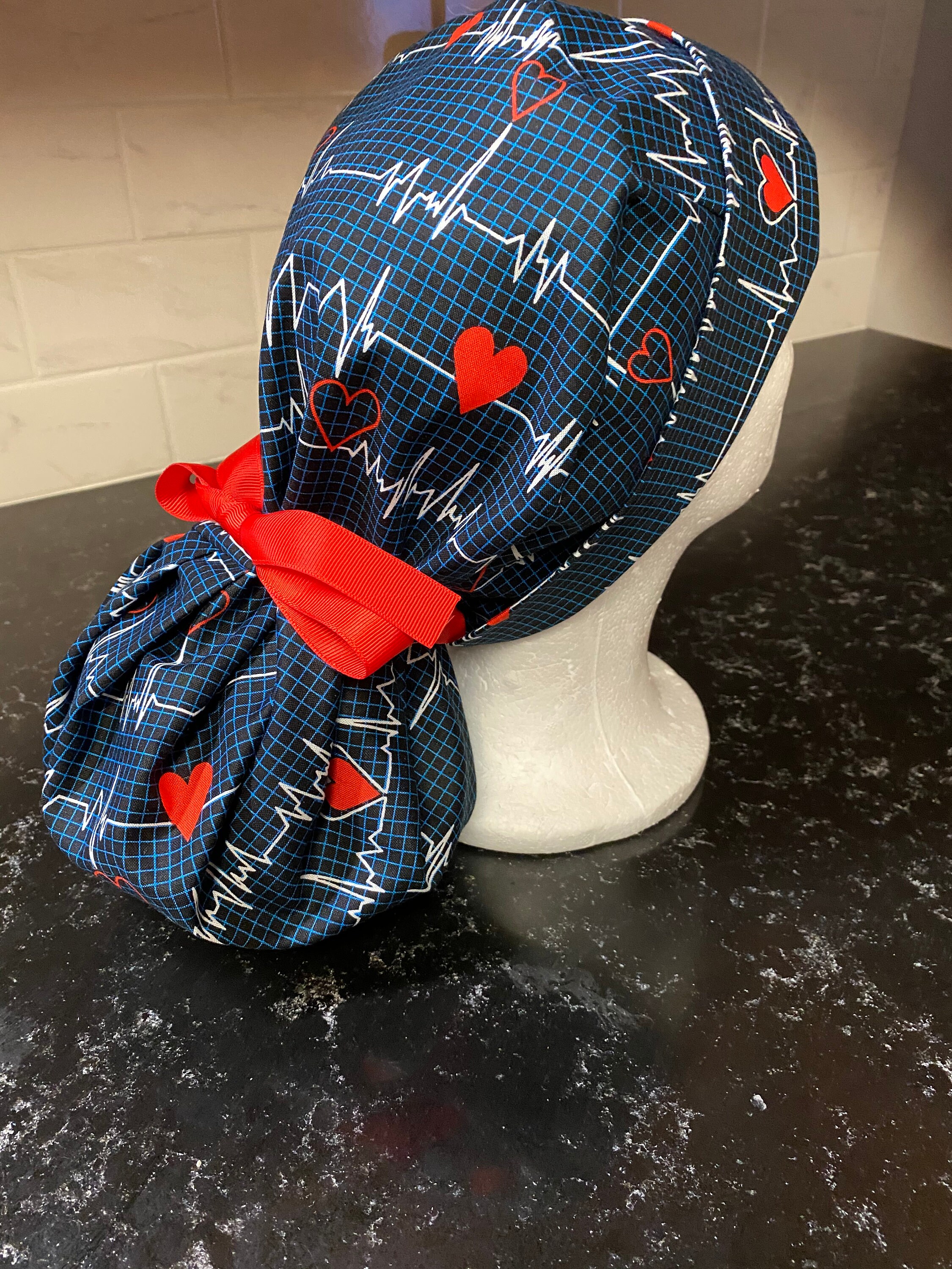 Heart Beat Scrub Capekg Scrub Hatponytail Scrub Hat OR Etsy