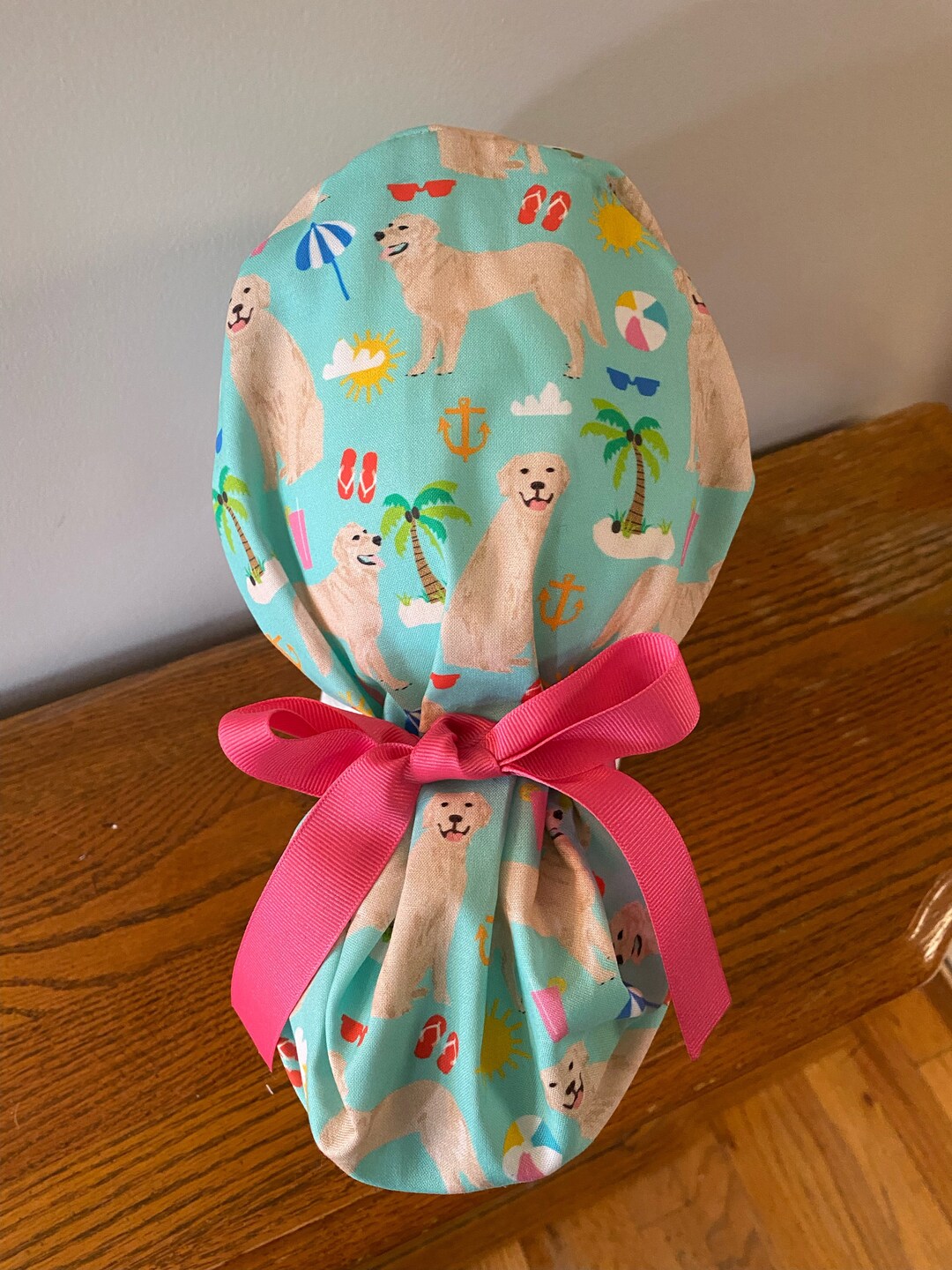 Golden Retriever Scrub Hatdog Scrub Capbeach Fun Scrub Cap Etsy