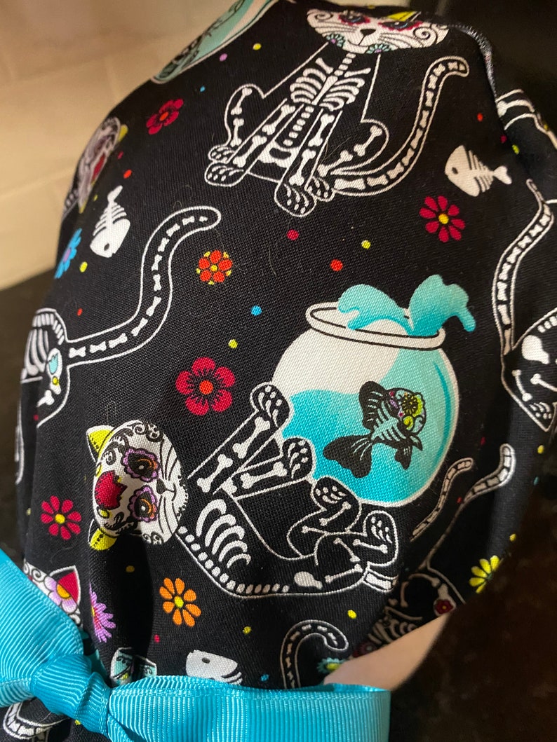 Cat Scrub Hat-Cat Skeleton Scrub Cap-Cat Surgical Cap-Ponytail Scrub Hat-Sugar Skull Scrub Hat-Cat-Skeleton Scrub Cap-Sugar Skull Scrub Cap