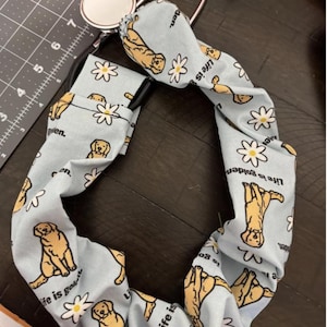 Golden Retriever Scrub Hat-Life is Golden Scrub Cap-Ponytail Scrub Hat-Nursing Hat-Women's Scrub Cap-ID Badge Holder-Stethoscope Cover image 4