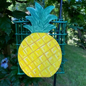Mangiatoia per uccelli con grasso di sego - Mangiatoia per uccelli con grasso di ananas - Mangiatoia per uccelli selvatici - Arte da giardino - Mangiatoia per uccelli - Arte da giardino in metallo con ananas - Arte da giardino - Mangiatoia per uccelli con grasso di sego