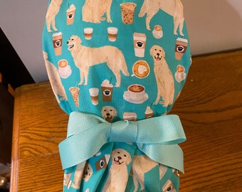 Golden Retriever Scrub Cap-Dog Scrub - Golden Retriever Coffee Scrub Cap- Golden Retriever OR Scrub Cap- OR Scrub Cap- Coffee Scrub Cap