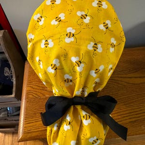 Bee Scrub Cap- Bee OR Scrub Cap- Bee Surgical Cap- Bumble Bee Scrub Cap- Ponytail Scrub Cap- OR Scrub Cap-ER Scrub Cap-Surgical Scrub Cap
