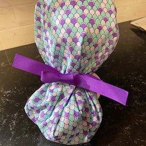 Mermaid Scrub Hat - Mermaid Scrub Cap-Women&#39;s Scrub Hat-Ponytail Scrub Hat-Mermaid  Surgical Cap-Mermaid  Surgery Hat-OR Scrub Cap