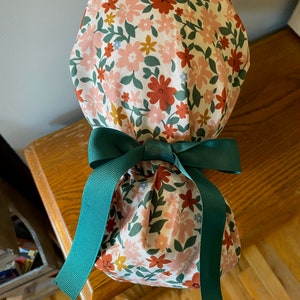 Floral Scrub Cap- Fall Scrub Hat- Ponytail Scrub Cap-Fall OR Scrub Cap- Fall Flowers Surgical Scrub Cap- Or Scrub Cap- Fall Scrub Cap