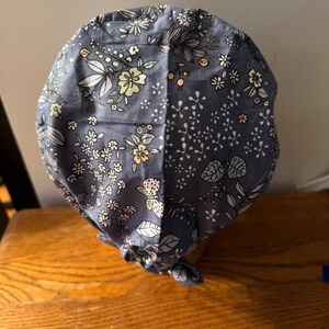 Floral Tieback Scrub Cap-Lilly Inspired Scrub Cap-Or Scrub Cap- Blue Floral Scrub Cap- Floral Blooms Scrub Cap-ER Scrub Cap-Floral Cap