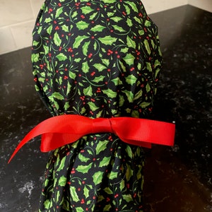 Christmas Scrub Cap-Holly Scrub Cap-Floral Ponytail Scrub Cap- Holiday Scrub Cap-Christmas Surgical Hat-Holly Surgical Cap-Holiday Scrub Cap