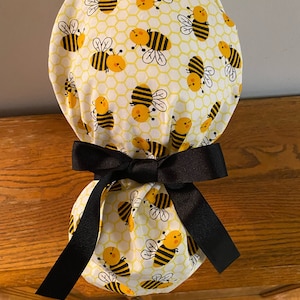 Bee Scrub Cap- Bee OR Scrub Cap- Bee Surgical Cap- Bumble Bee Scrub Cap- Ponytail Scrub Cap- OR Scrub Cap