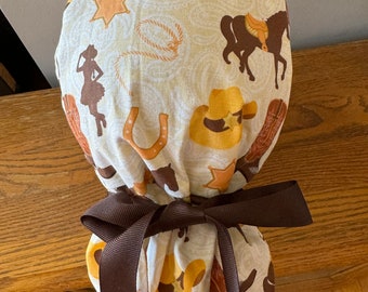 Horse Scrub Cap-Cowgirl Scrub Hat-Surgical Scrub Cap-Nursing Cap-Western Scrub Cap-Ponytail Scrub Hat-Western OR Scrub Hat-Cowgirl Scrub Cap