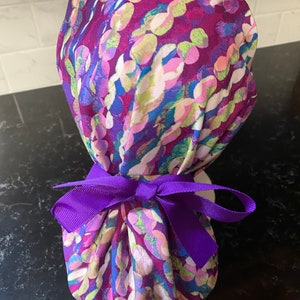 Paint Splash Scrub Cap for Women-Fitted Ponytail Scrub Hat -Scrub Hat for Women-Fitted Scrub Hat Ponytail- Multicolor Scrub Cap- Purple
