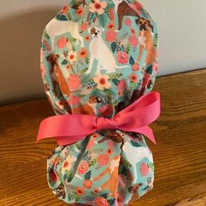 Boxer Scrub Cap-Boxer Scrub Hat- Dog Scrub Cap- Ponytail Scrub Cap- Dog OR Scrub Cap- Boxer Surgical Scrub Cap