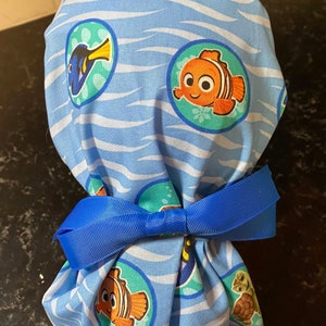 Fish Scrub Hat- OR Scrub Cap- Surgical Scrub Cap- Ponytail Scrub Cap-