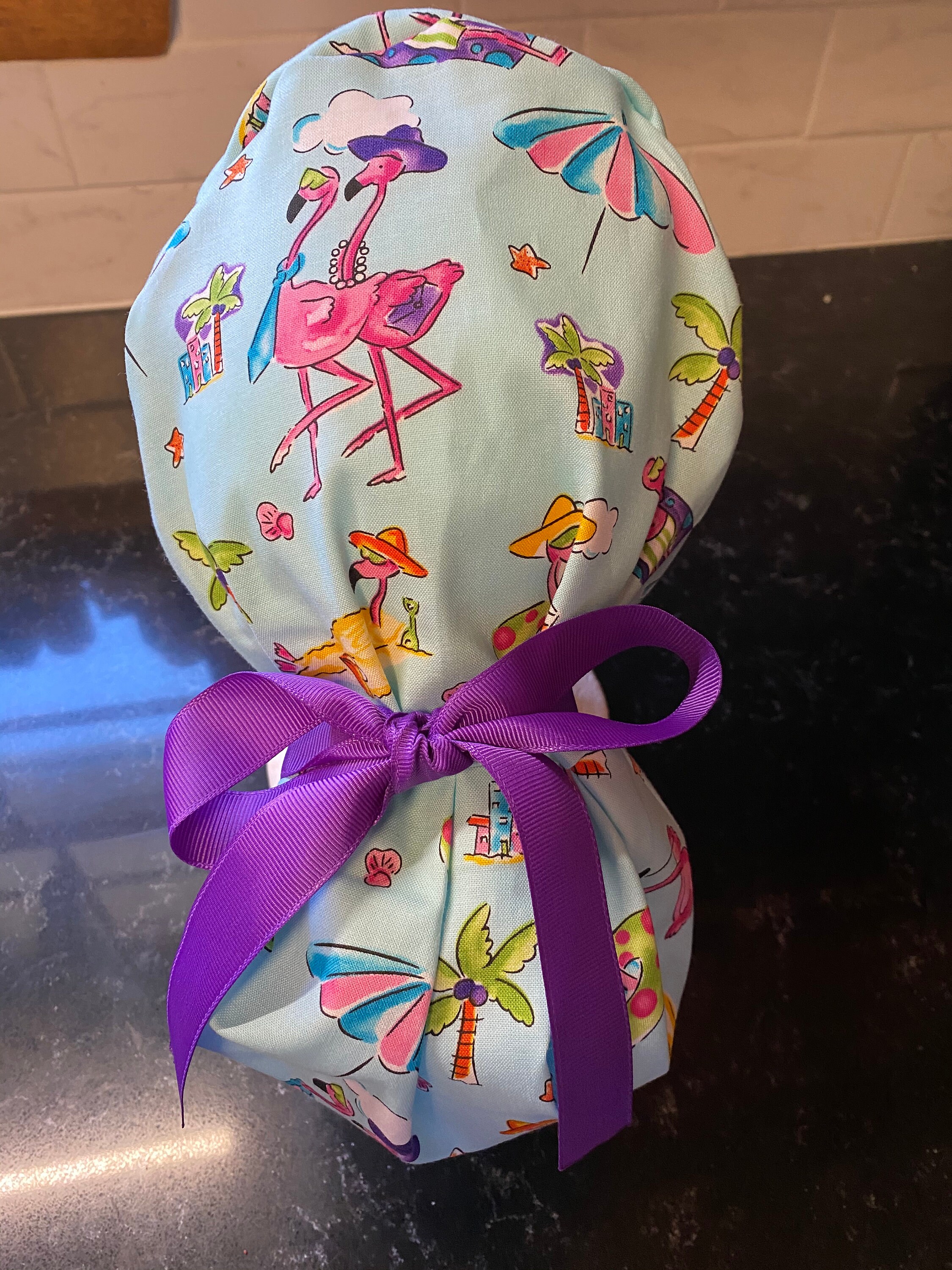 Pink Flamingo Beach Scrub Cap