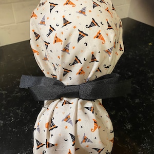Mini Witch Hats Scrub Hat-Halloween Scrub Hat-Scrub Cap-Halloween Scrub Cap-Witch Scrub Hat-Ghost Witches Scrub Hat-Surgical Cap-