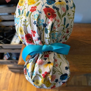 Summer Blooms Scrub Cap- Lilly Inspired Scrub Cap-Or Scrub Cap- Lilly Scrub Cap-Lilly Summer Blooms Scrub Cap- ER Scrub Cap-Floral Scrub Cap
