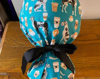 Great Dane Coffee Scrub Cap-Great Dane OR Scrub Cap- Dog Scrub Cap- Great Dane Surgery Scrub Cap-Or Scrub Cap-Great Dane Surgical Scrub Cap