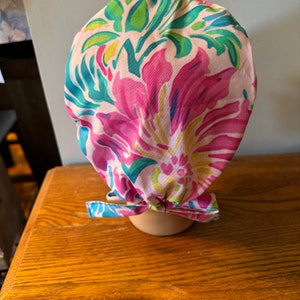 Island Blooms Tieback Scrub Cap-Lilly Inspired Scrub Cap-Or Scrub Cap- Lilly Scrub Cap-Lilly Island Blooms Scrub Cap-ER Scrub Cap-Floral Cap