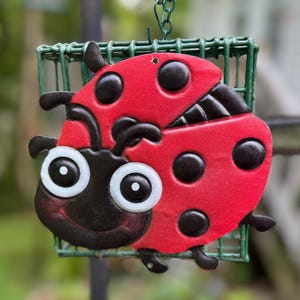 Suet Bird Feeder- Ladybug Suet Bird Feeder- Yard Art Bird Feeder- Wild Bird Feeder-Metal Ladybug Bird Feeder- Cute Ladybug Feeder- Cute Bug